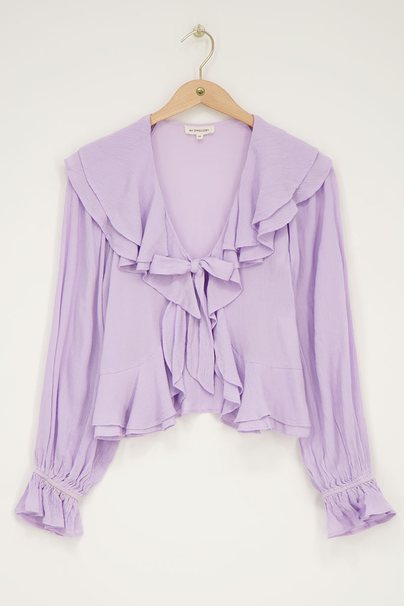 Lilac ruffle blouse with bow | My Jewellery