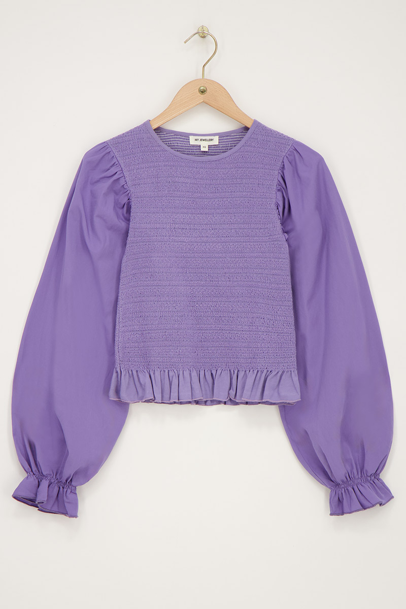 Lilac smock top with ruffles | My Jewellery