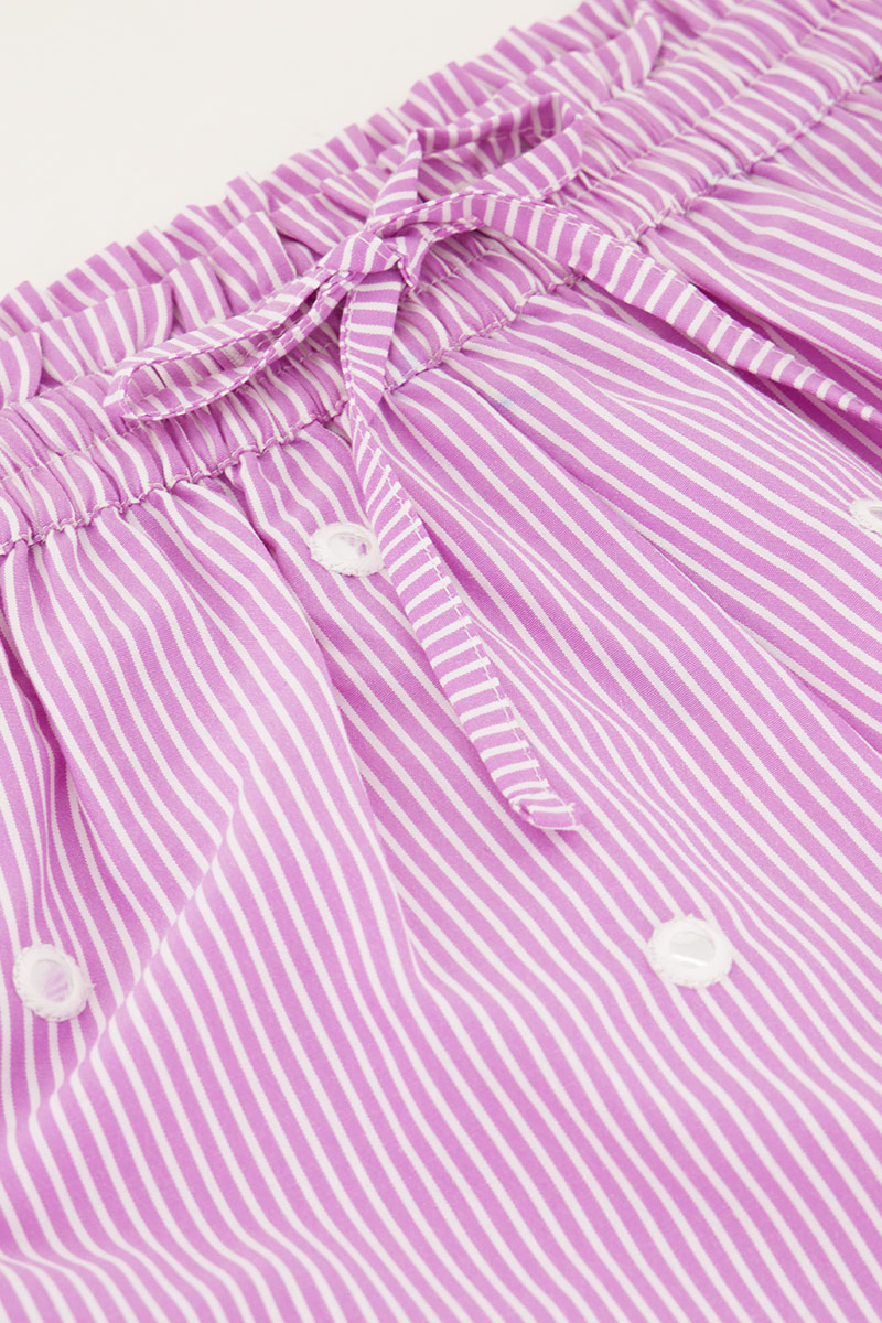 Lilac striped shorts with round mirrors | My Jewellery