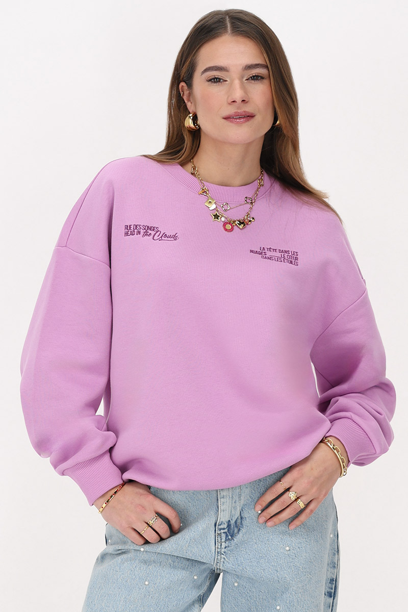 Lilac sweater "Head in the clouds"