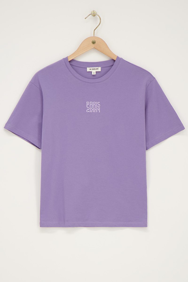 T-shirt lilas"Paris Paris"avec broderie | - My jewellery - Modalova
