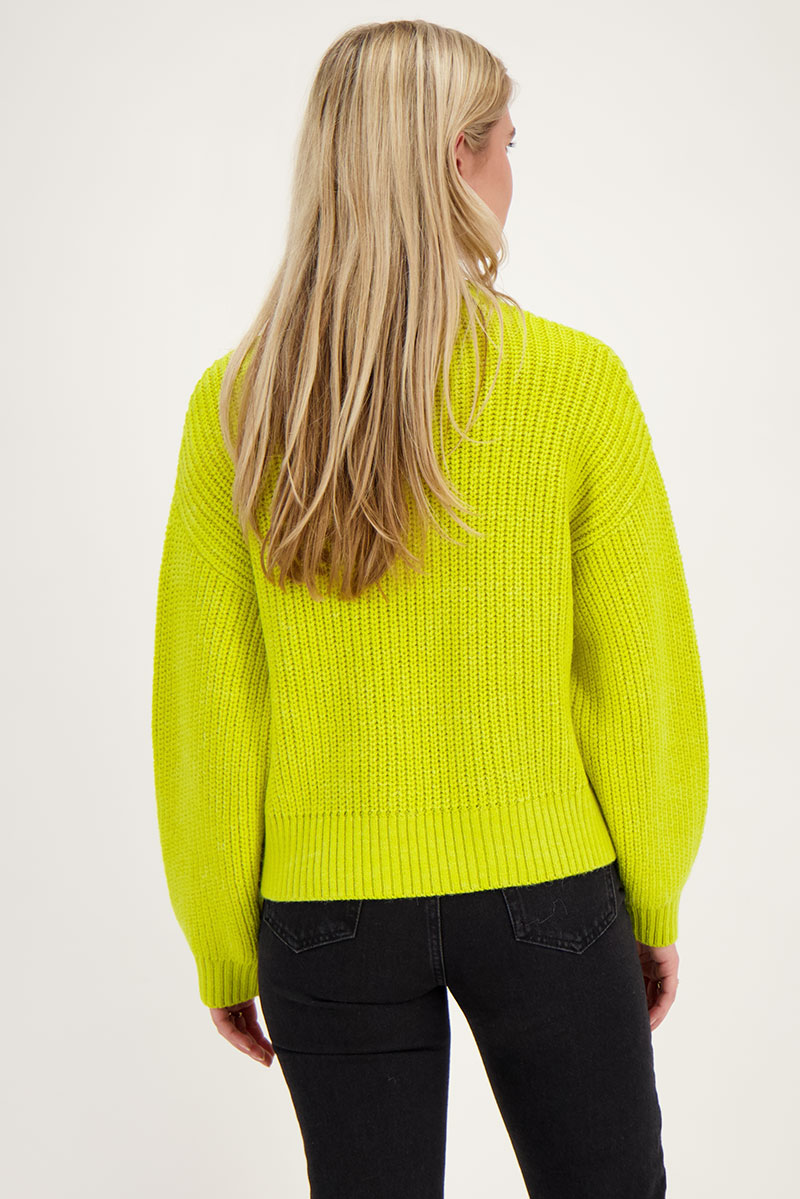 Lime green oversized sweater with collar | My Jewellery