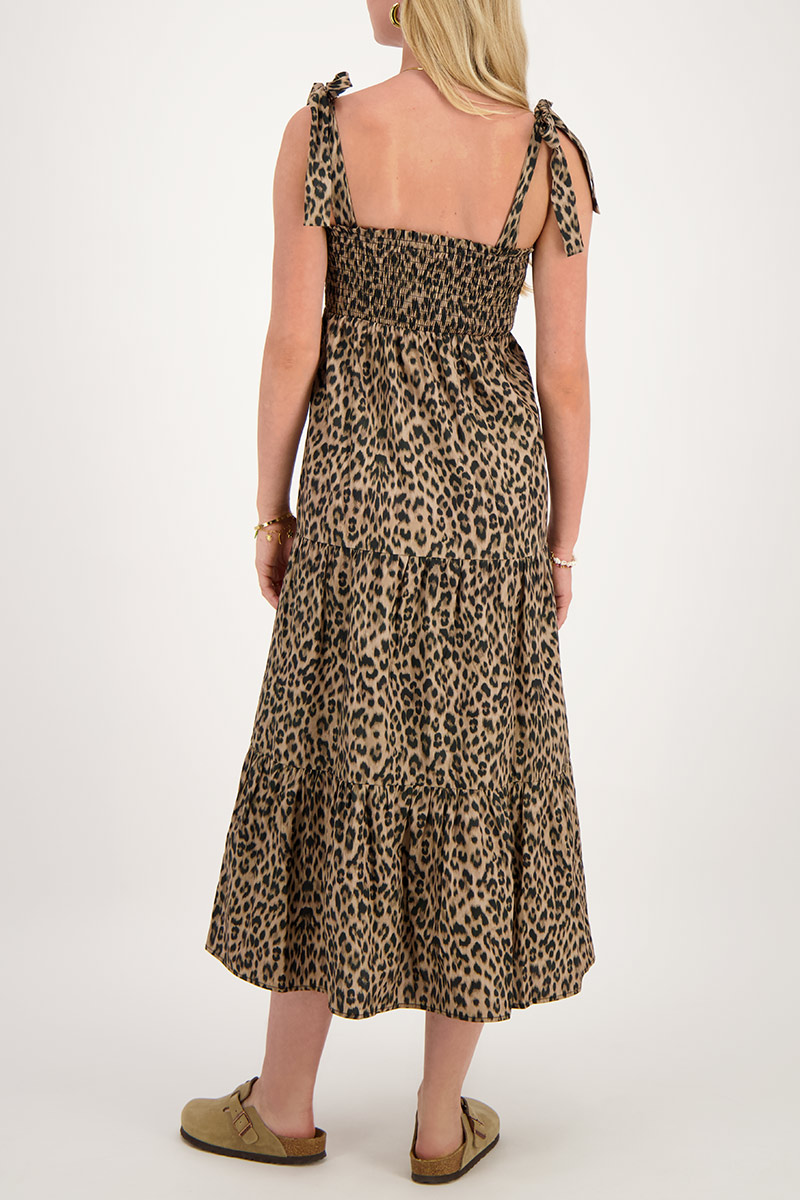 Midi dress with smock and panther print | My Jewellery