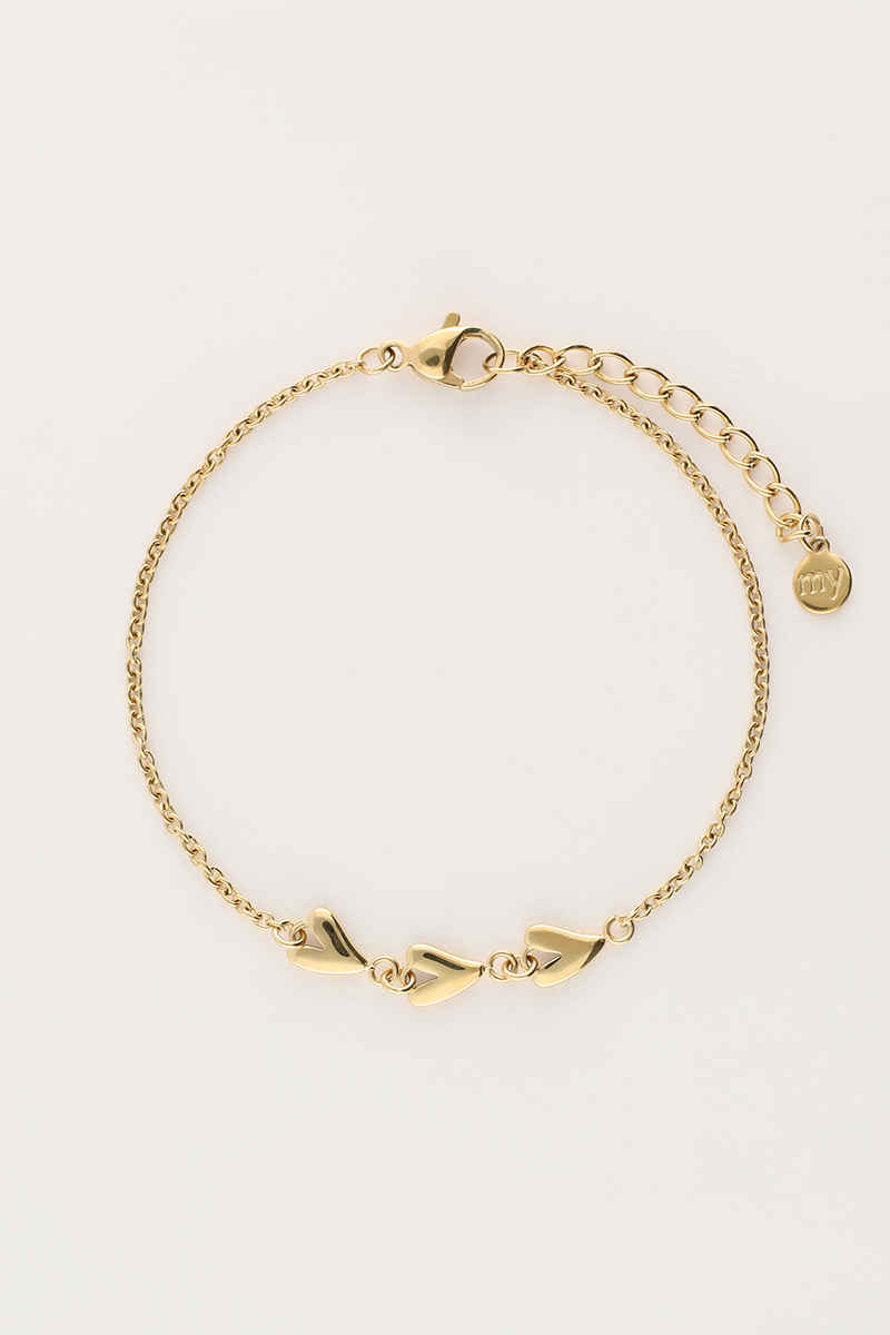 Minimalist bracelet with three hearts | My Jewellery