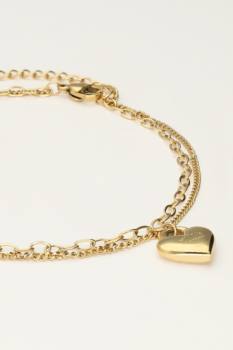 Minimalist double anklet with heart charm | My Jewellery