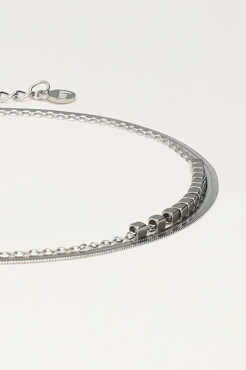 Minimalist double anklet with squares | My Jewellery