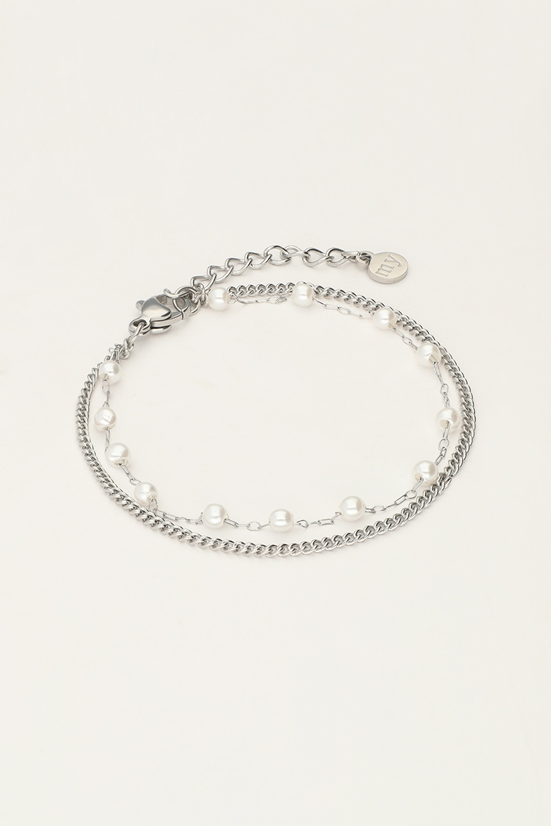 Minimalistische dubbele armband met imitatieparels 