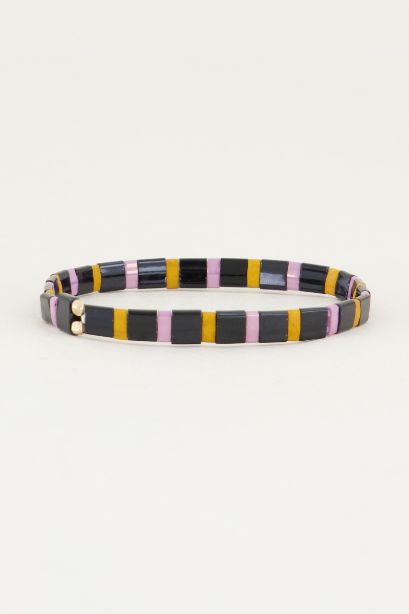 Zwarte armband met gekleurde kralen | Kralen armband My Jewellery