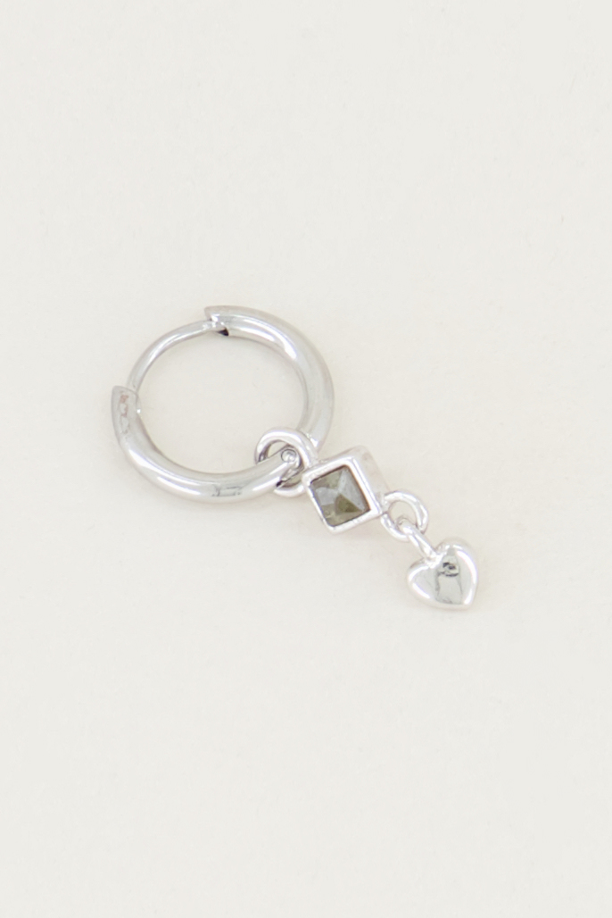 My Jewellery One piece oorring Labradorite&hart female Goud/Zilver one size