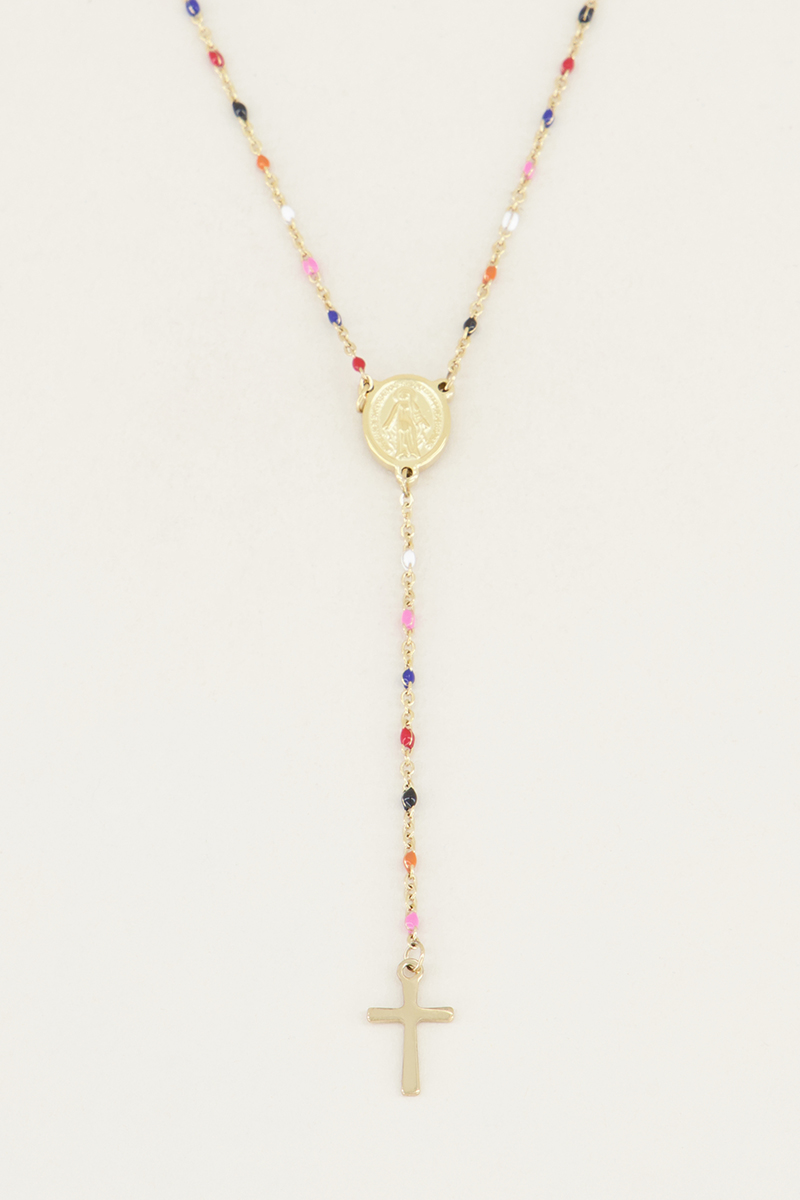 My Jewellery Ketting y-vorm muntje en kruis female Goud/Zilver one size