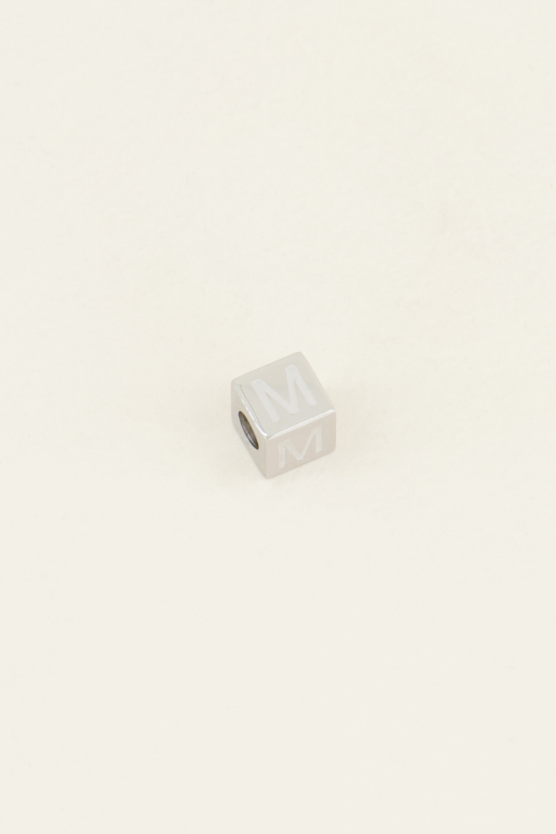 Cubes silver coloured initial charm