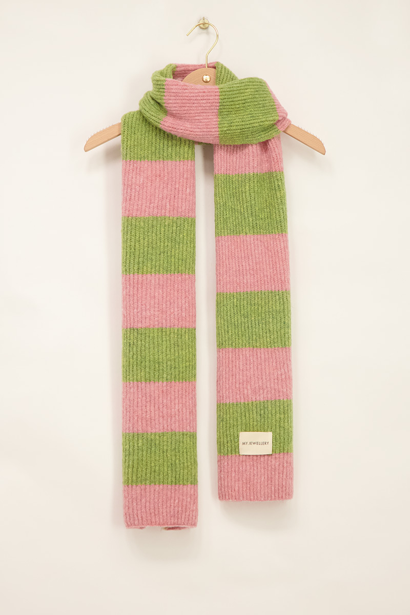 Sjaal met groen en roze strepen