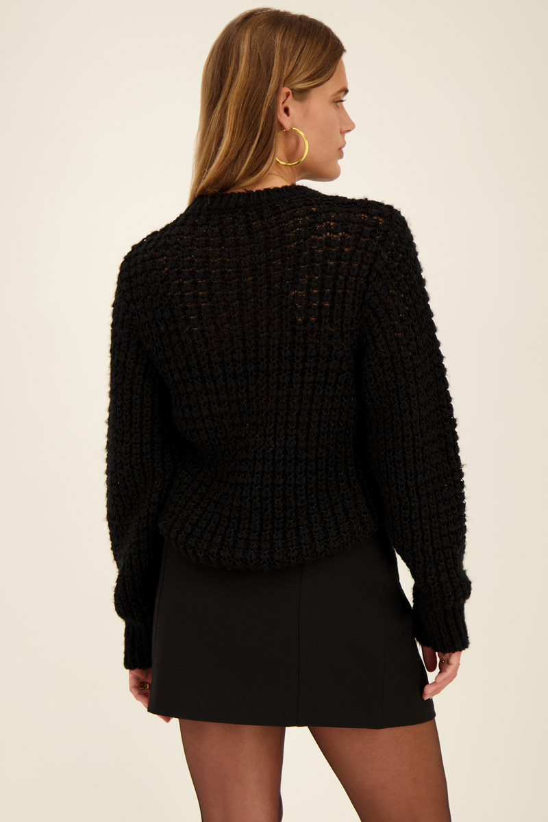 Zwarte wikkelrok met dubbele knoop