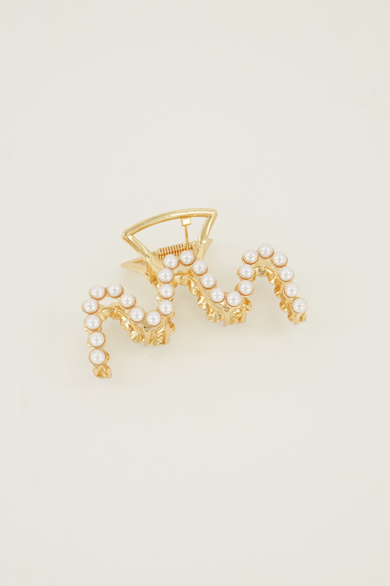 Gold pearl hairclip with wave | My Jewellery