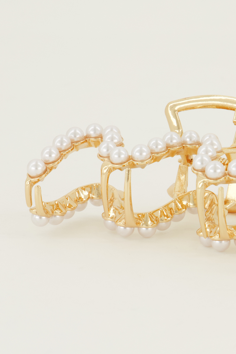 Gold pearl hairclip with wave | My Jewellery