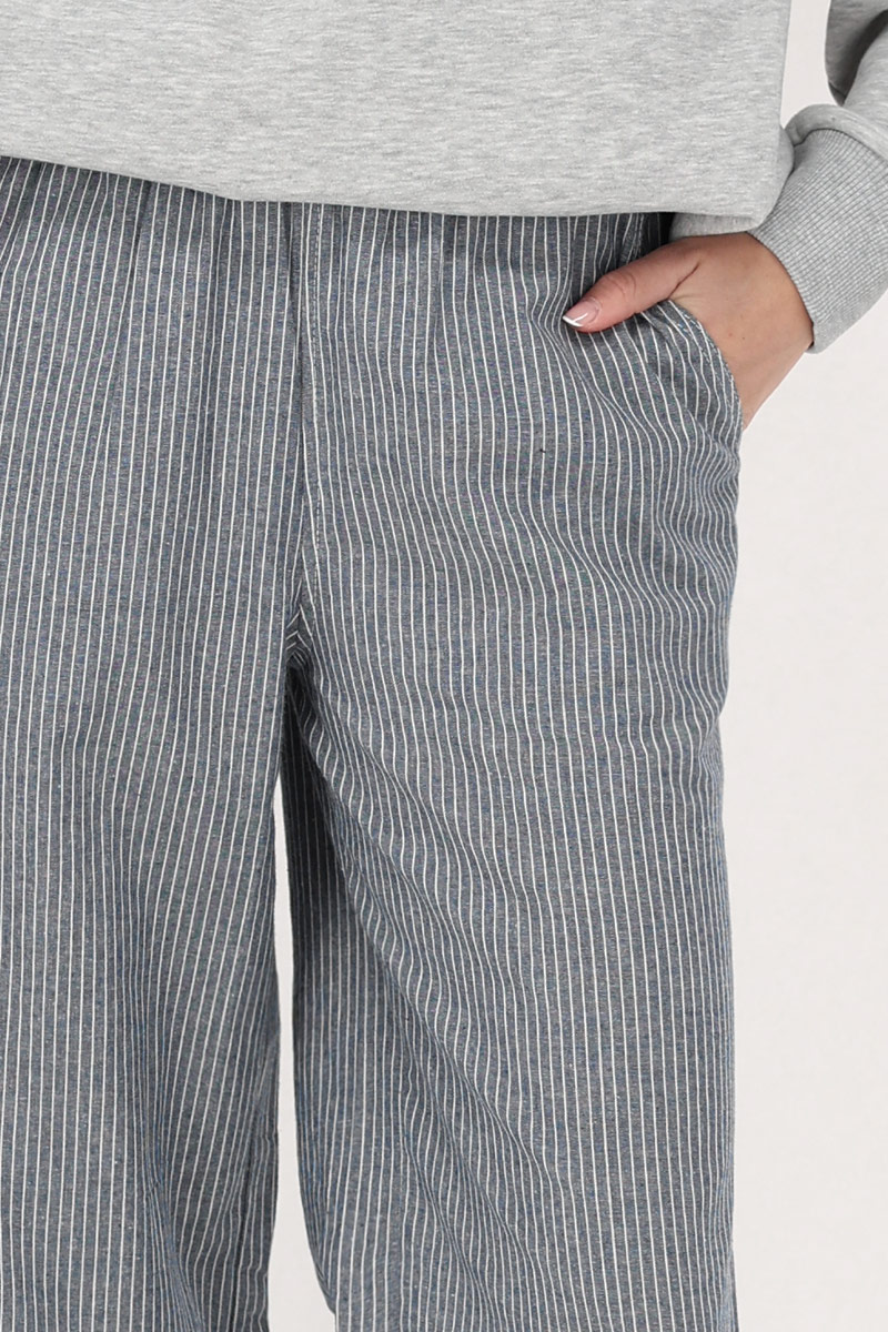 Blue and white striped pants with elastic band | My Jewellery