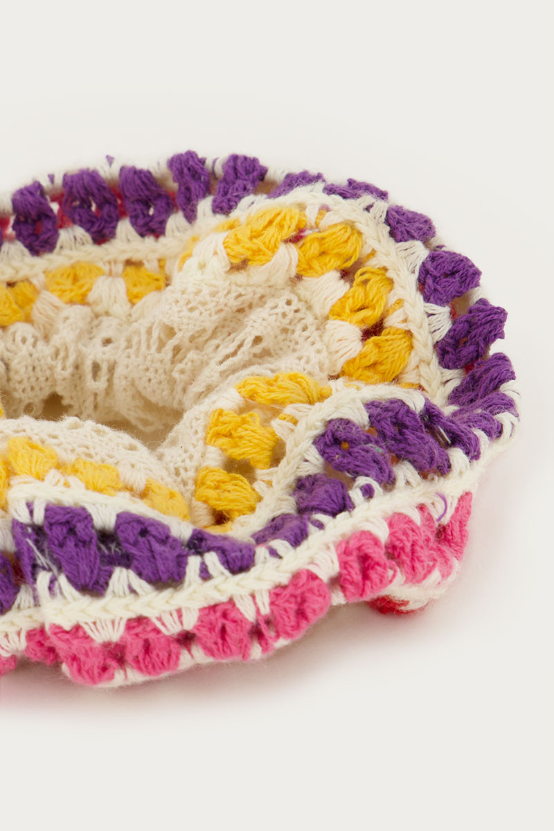 Multicolor scrunchie with crochet | My Jewellery