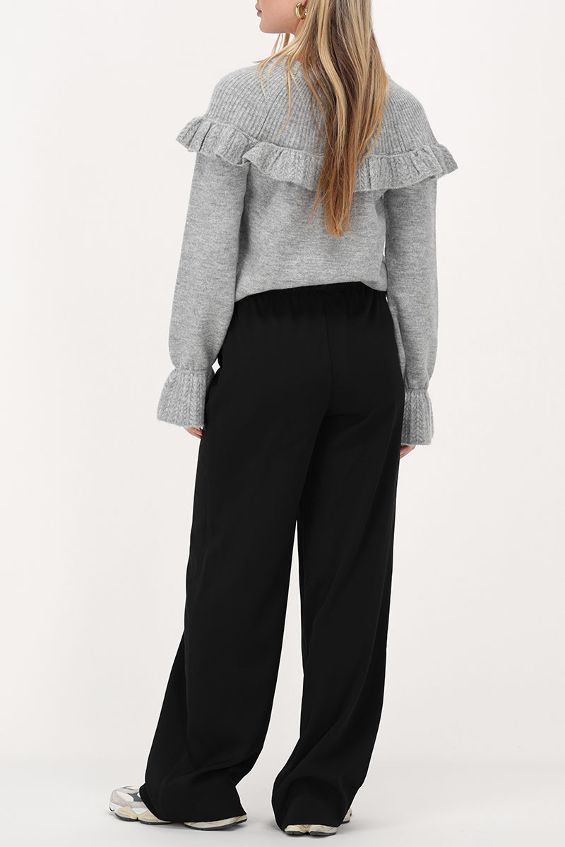 Black wide leg trousers with tie cord | My Jewellery