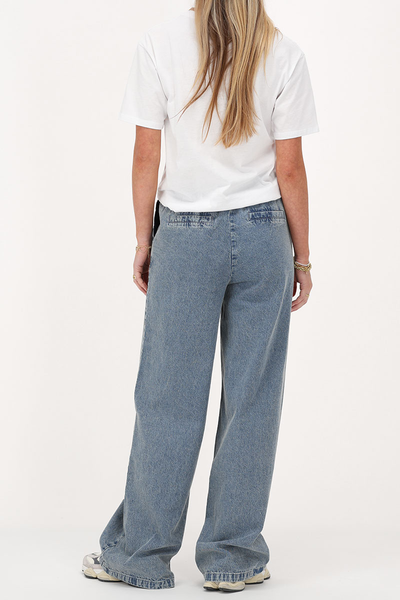 Blue wide leg jeans with elastic band | My Jewellery