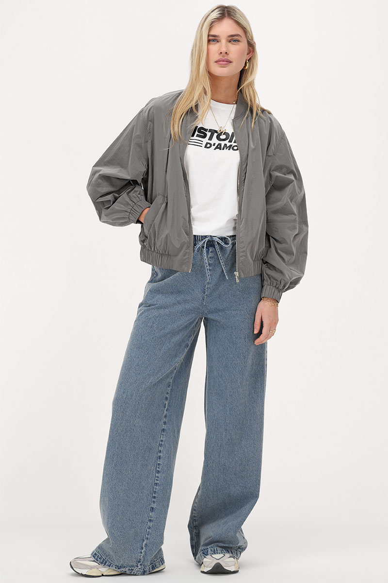 Blue wide leg jeans with elastic band | My Jewellery