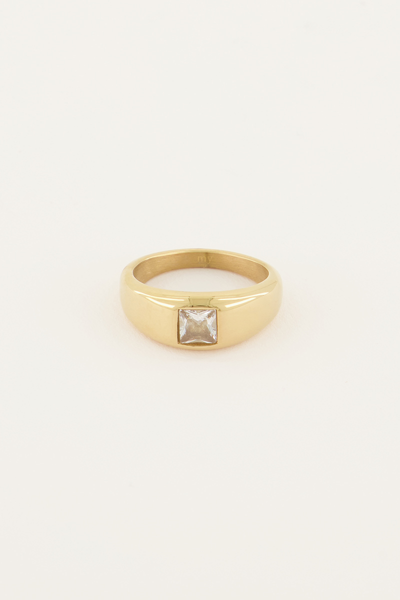 Bague MOOD avec pierre carrée transparente