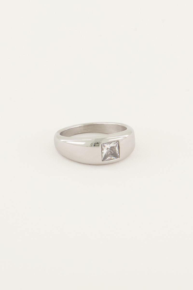 MOOD Ring mit quadratischem transparentem Stein