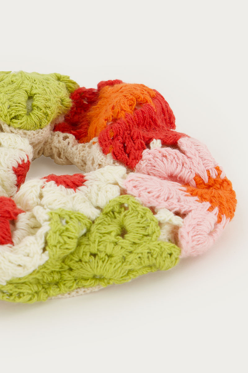 Multicolour crochet scrunchie with flowers | My Jewellery