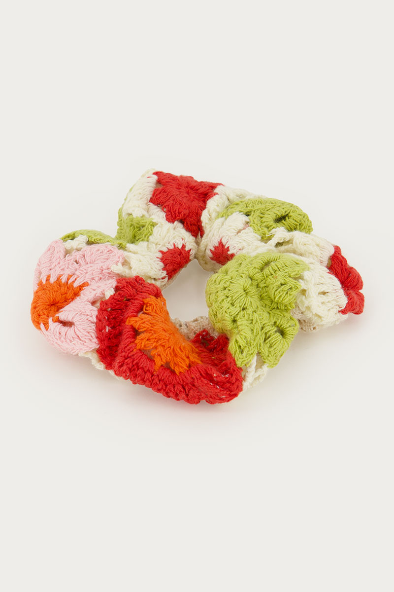 Multicolour crochet scrunchie with flowers | My Jewellery