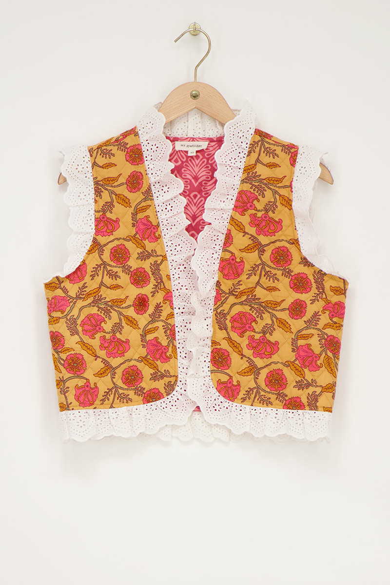 Multicolor reversible gilet with ruffles | My Jewellery