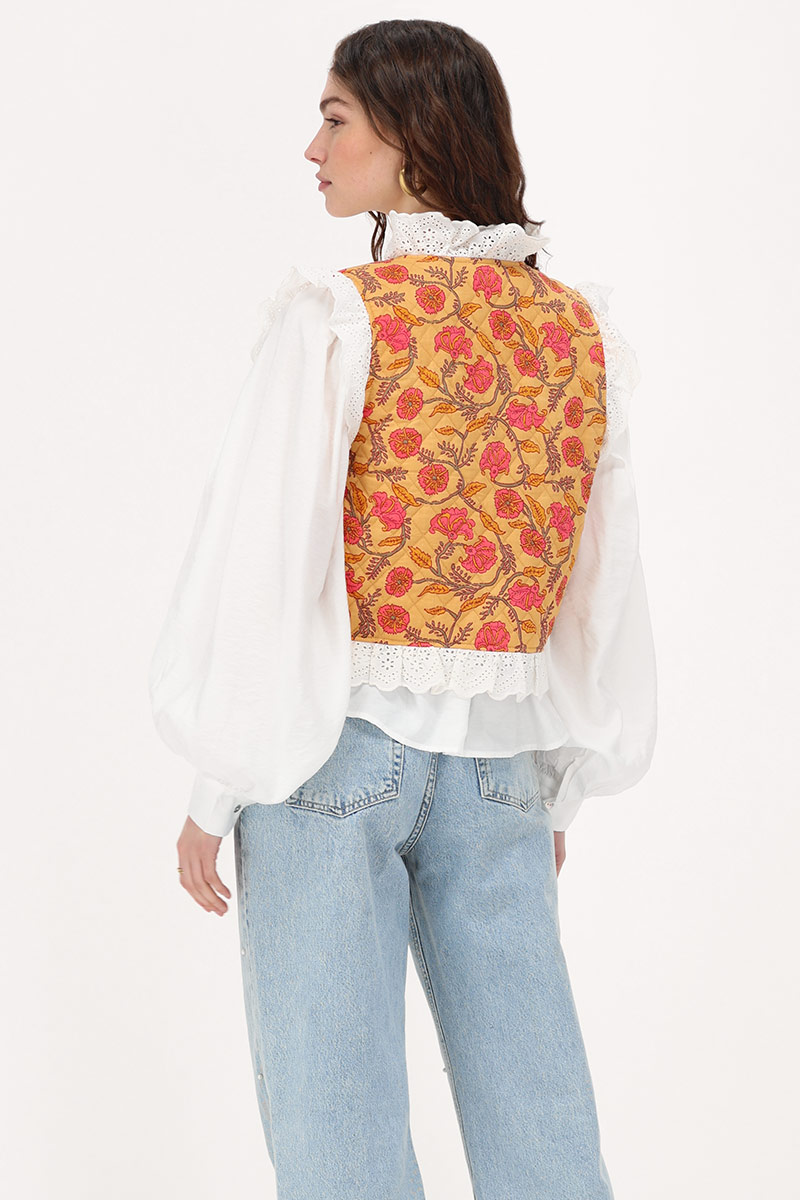 Multicolor reversible gilet with ruffles | My Jewellery