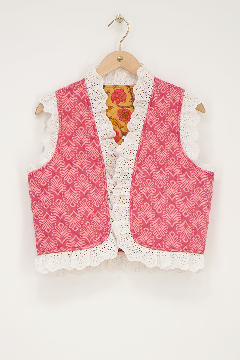 Multicolor reversible gilet with ruffles | My Jewellery