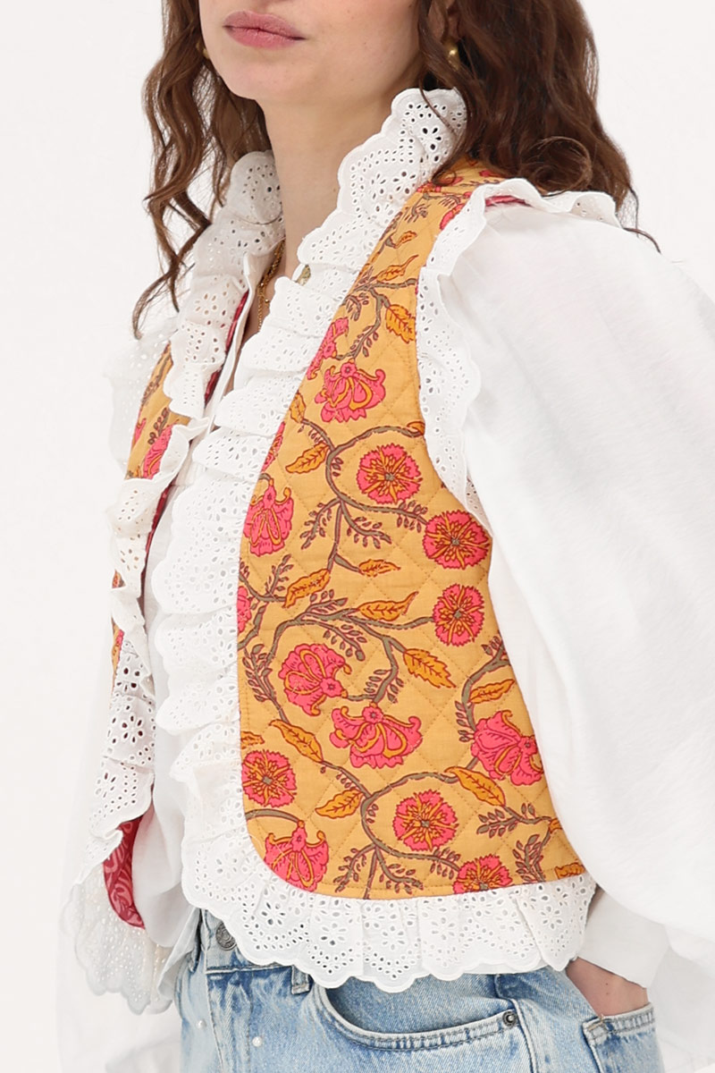 Multicolor reversible gilet with ruffles | My Jewellery