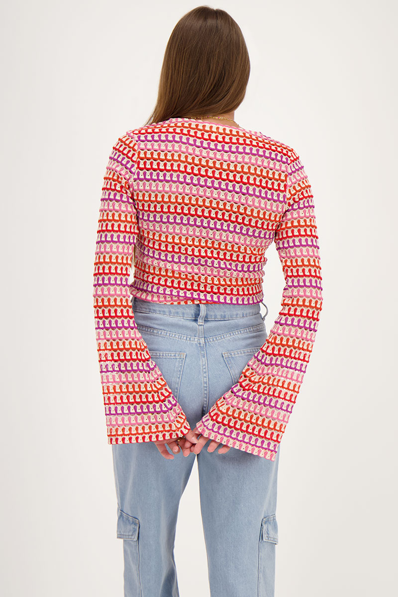 Multicoloured crochet top with flared sleeves | My Jewellery