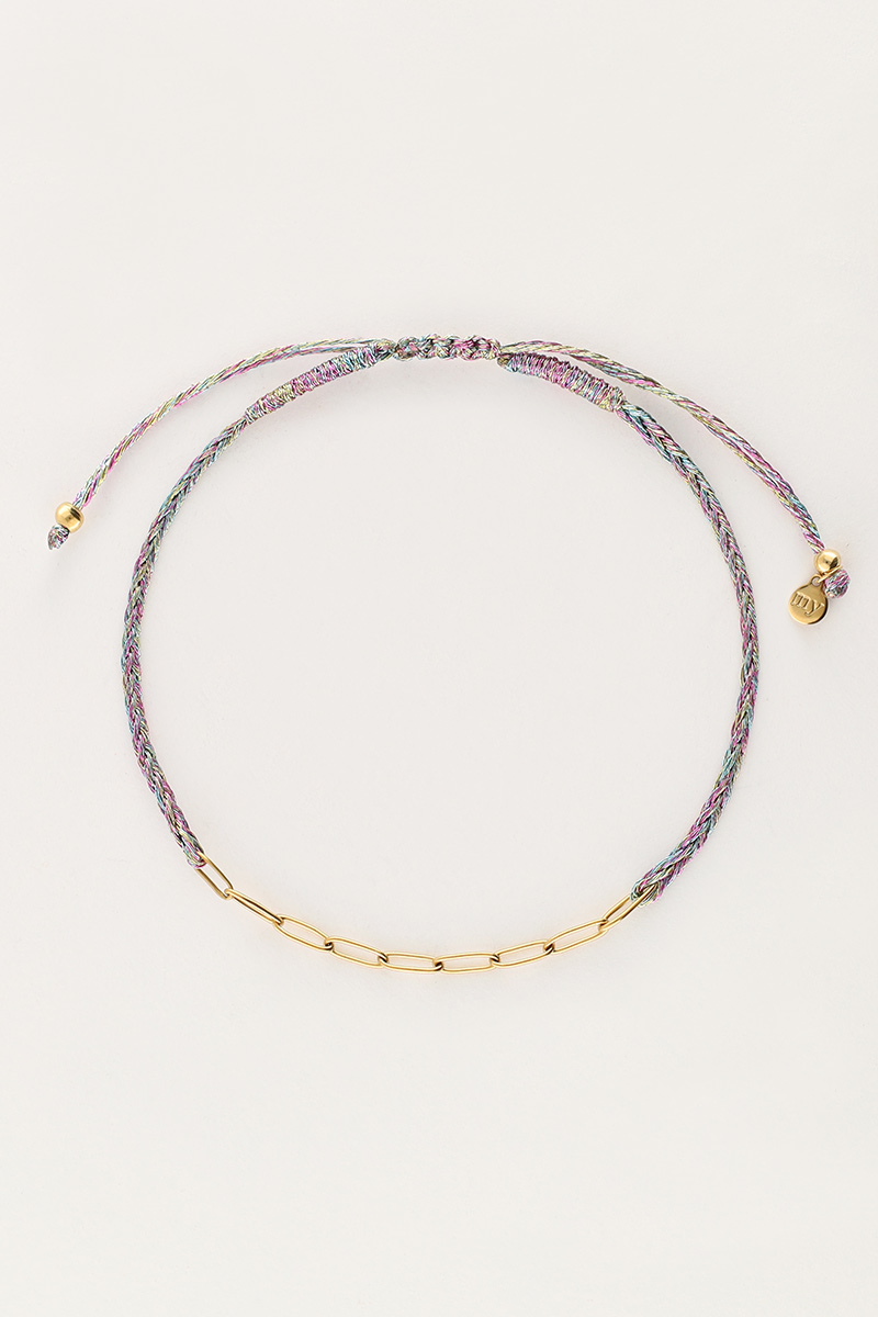 Multicolor rope bracelet with links