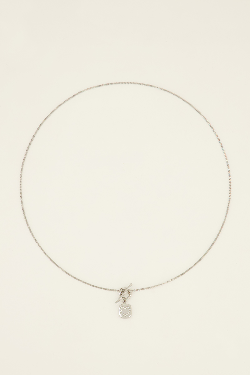 Sunchasers ketting met slotje & hart strass bedel