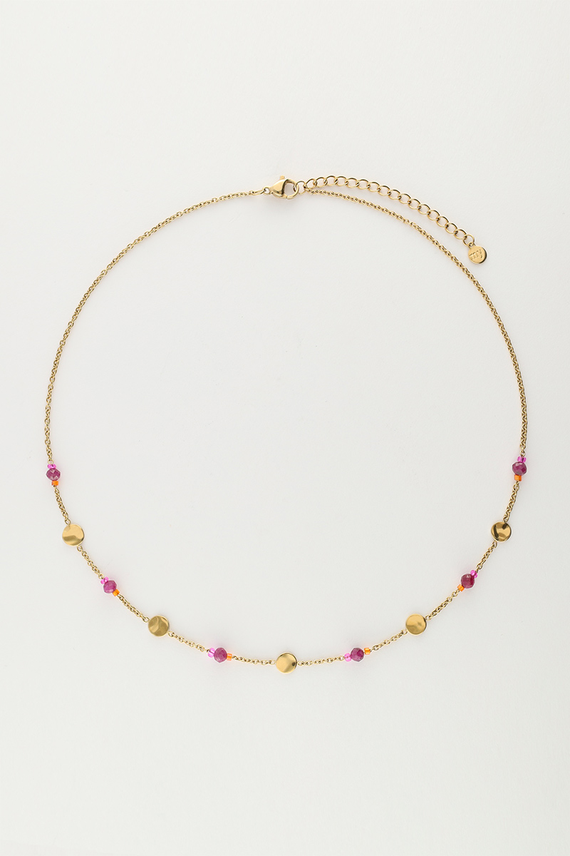 Necklace with mint and purple beads
