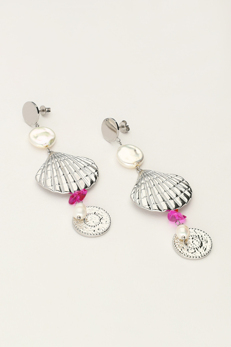 Ocean oorhangers met schelp en parels