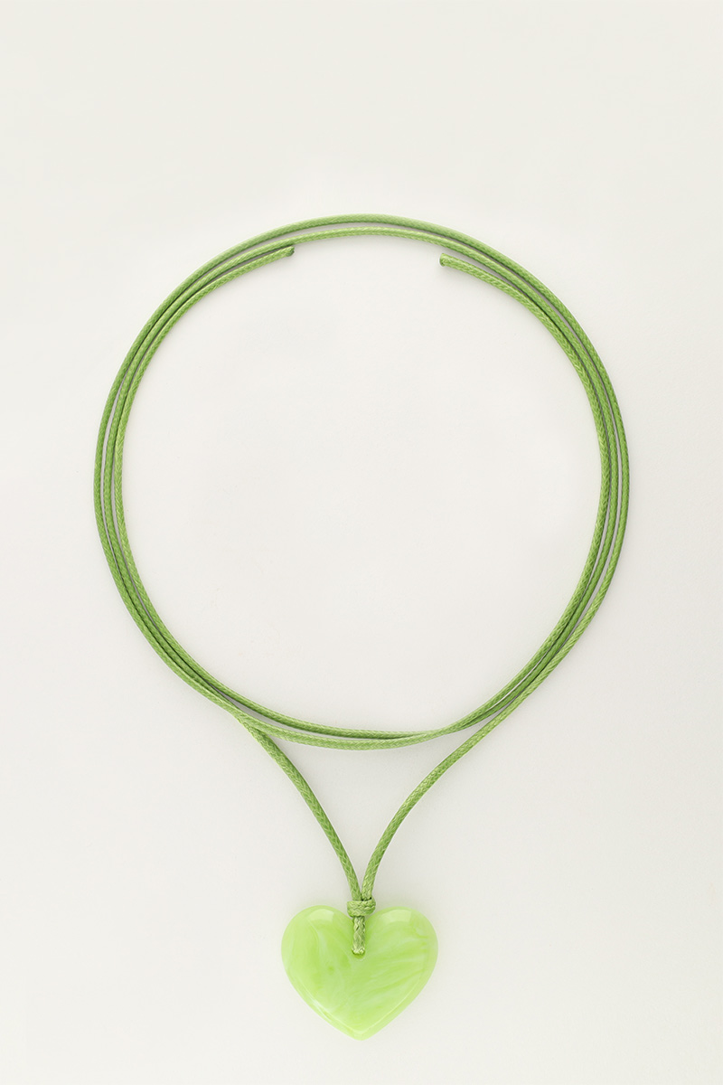 Ocean green cord necklace with heart