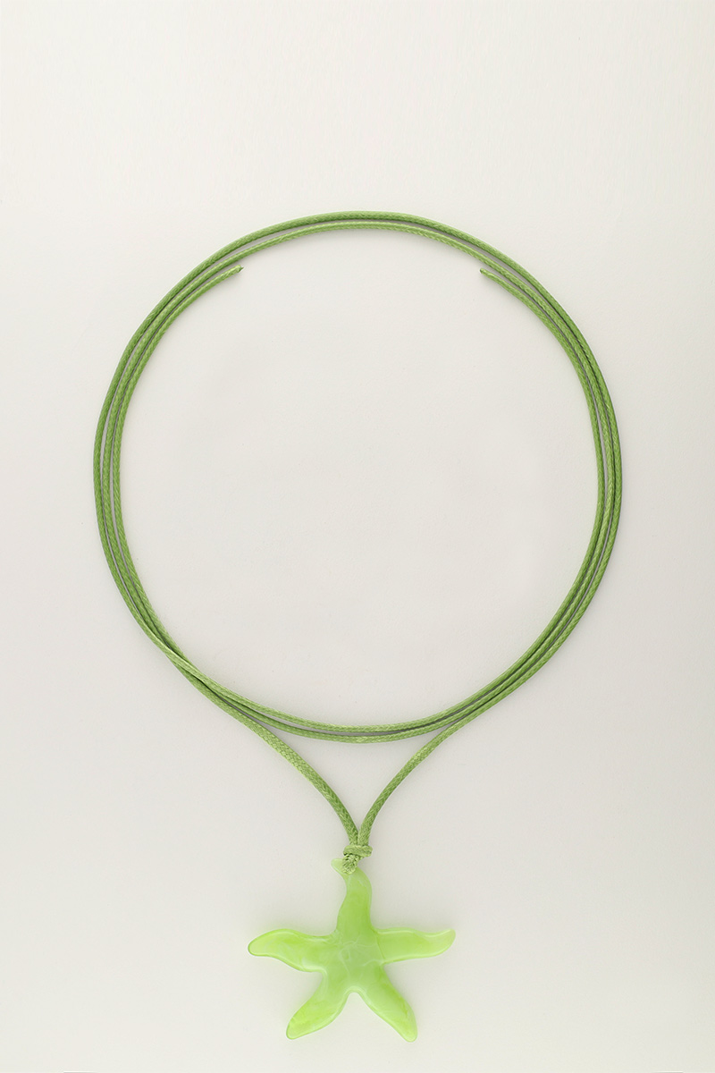 Ocean green cord necklace with starfish