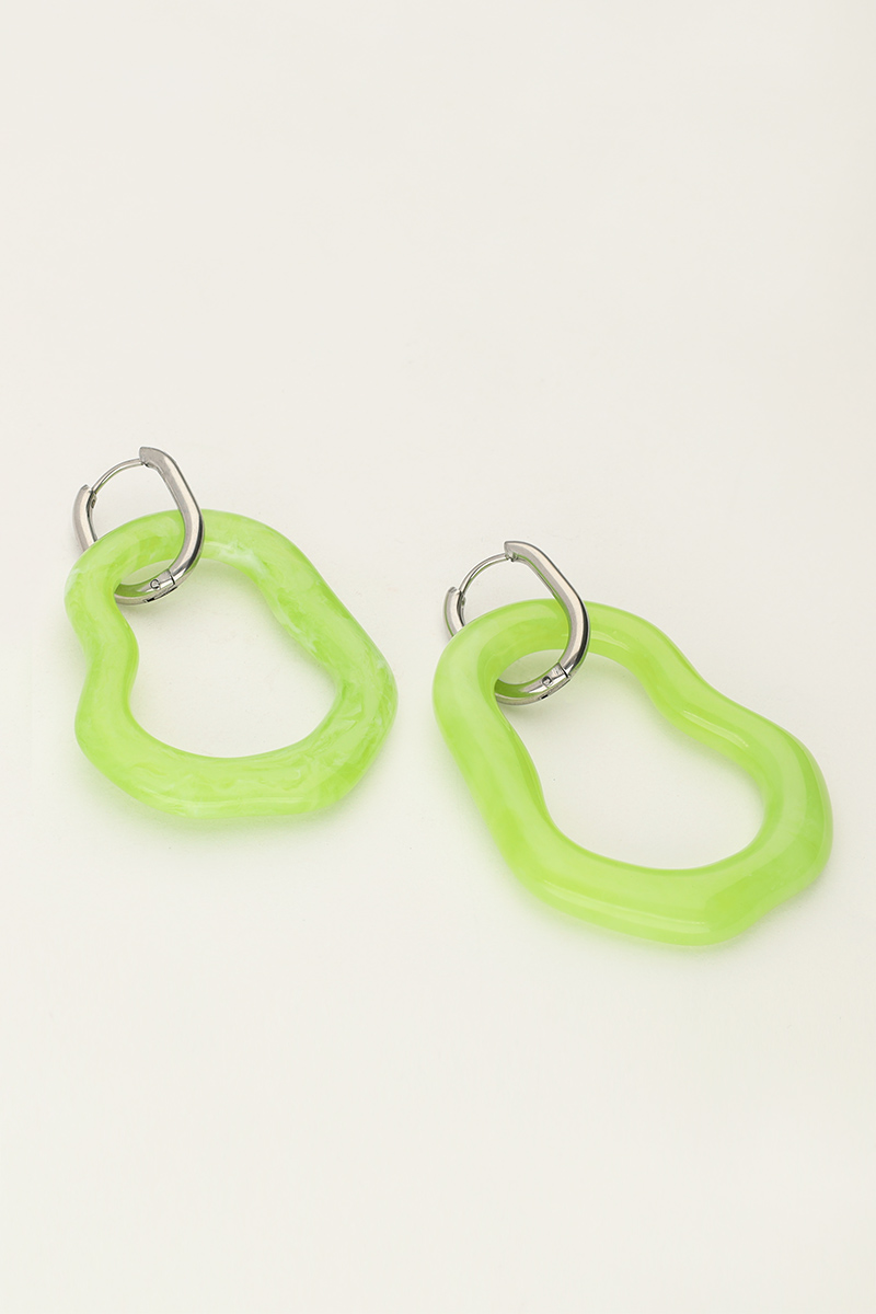 Ocean green hoop earrings organic shape large | My Jewellery