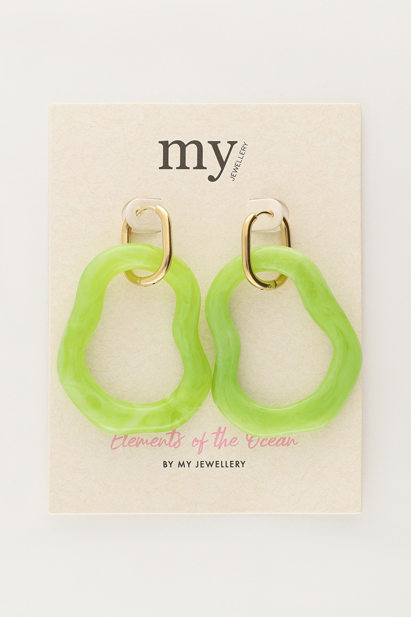Ocean green hoop earrings organic shape large | My Jewellery