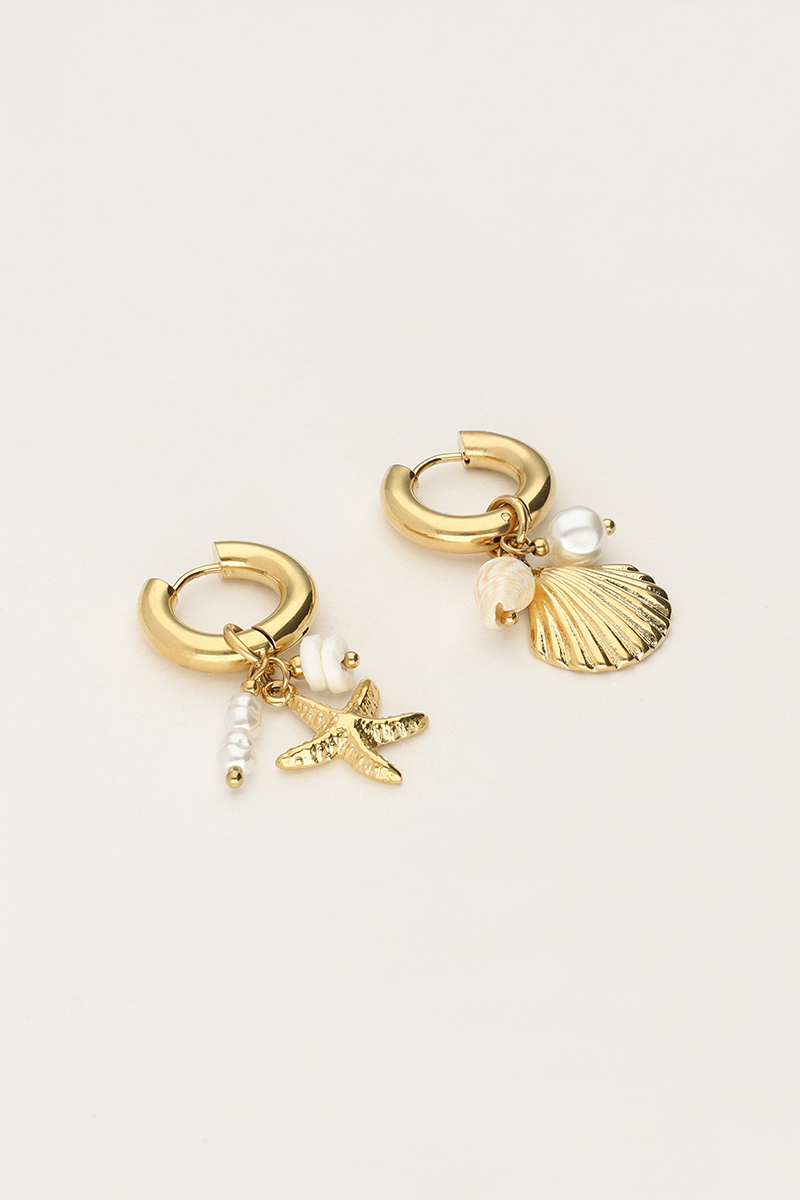 Ocean oorringen met schelp en zeester