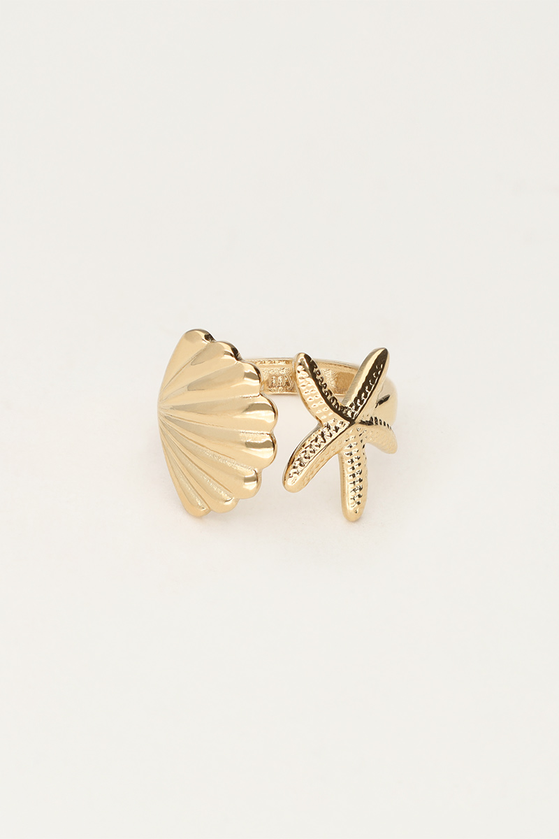 Ocean ring met schelp en zeester