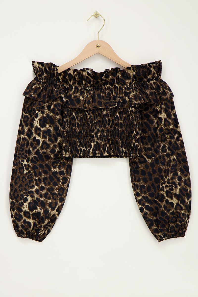 Off-shoulder top with leopard print | My Jewellery