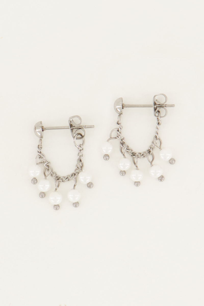 Oorbel chain pareltjes
