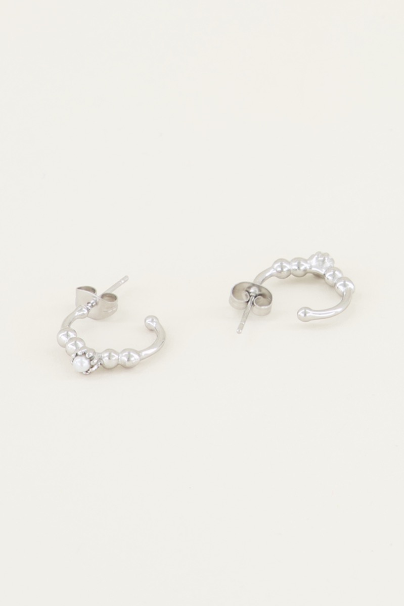 Oorringen bolletjes en parel | Parel oorbellen bij My Jewellery