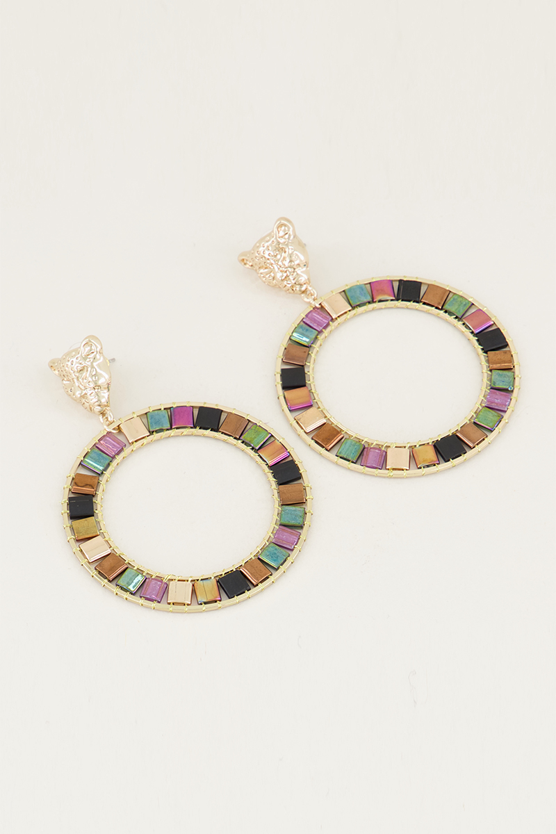 My Jewellery Statement oorbel leopard female Bruin/Paars/Rood one size