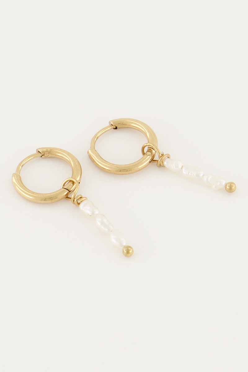 Earrings three freshwater pearls