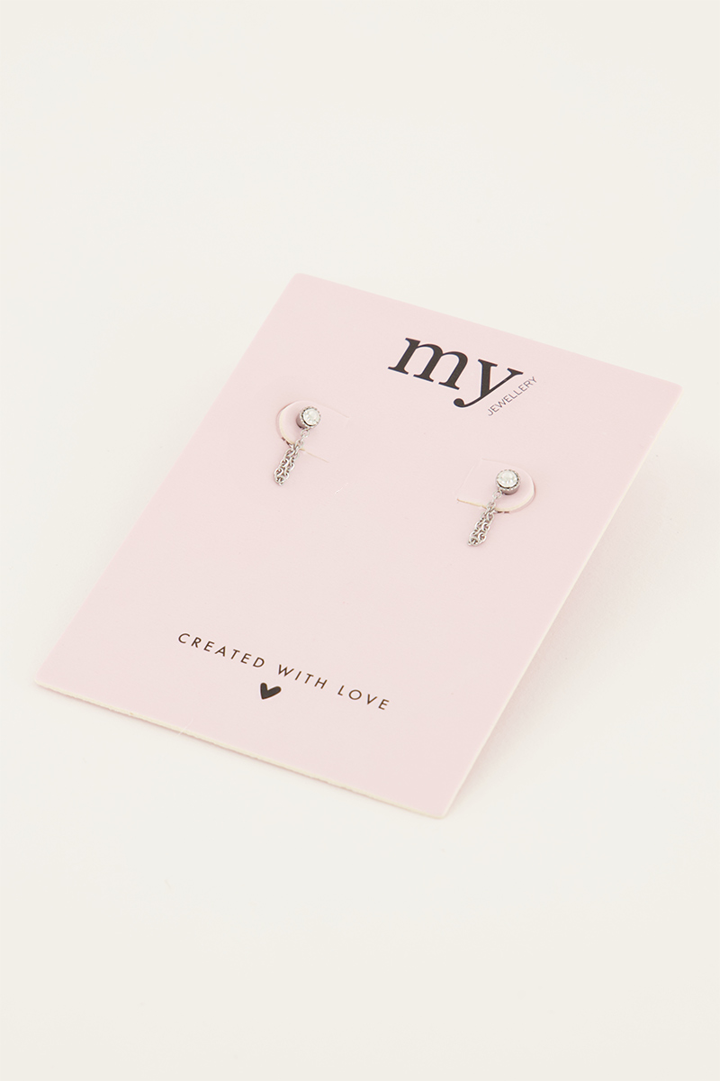 Oorbellen met ketting & steentje