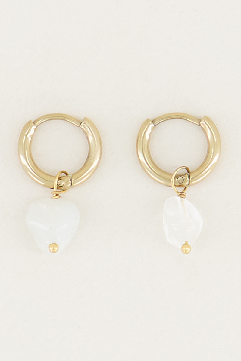 My Jewellery Oorringen witte jade steen female Goud/Wit/Zilver one size
